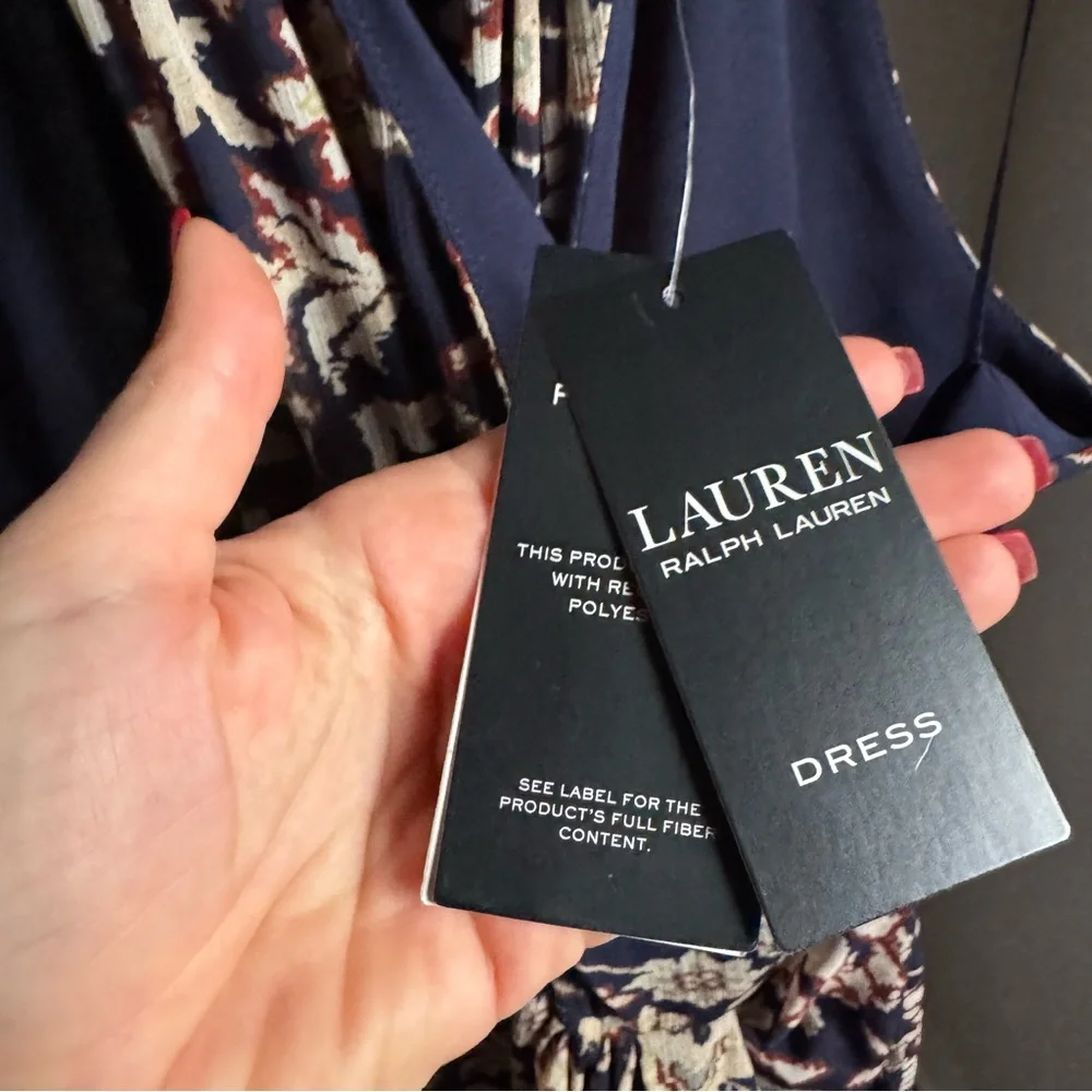 NWT Lauren Ralph Lauren Floral Ruffle-Trim Georgette Halter Gown Maxi Dress - Picture 6 of 9